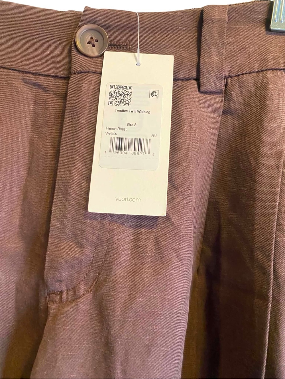 NWT Vuori Set Trestles Twill Wideleg/Button Down Tank FRENCH ROAST Size Small - Picture 5 of 6